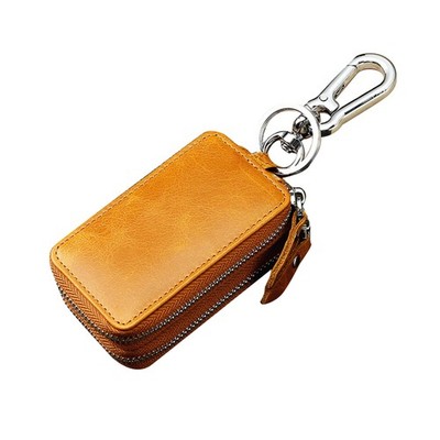 1Pcs  Layers Genuine Leather Car Key Holder Case Keychain Bag Zipper Pouch p