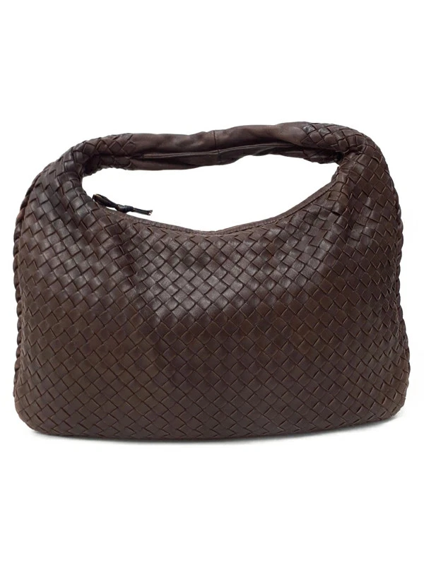 Bottega Veneta — Bottega Veneta Intrecciato 115653 Leather Brown Shoulder Bag Women's #TB750
