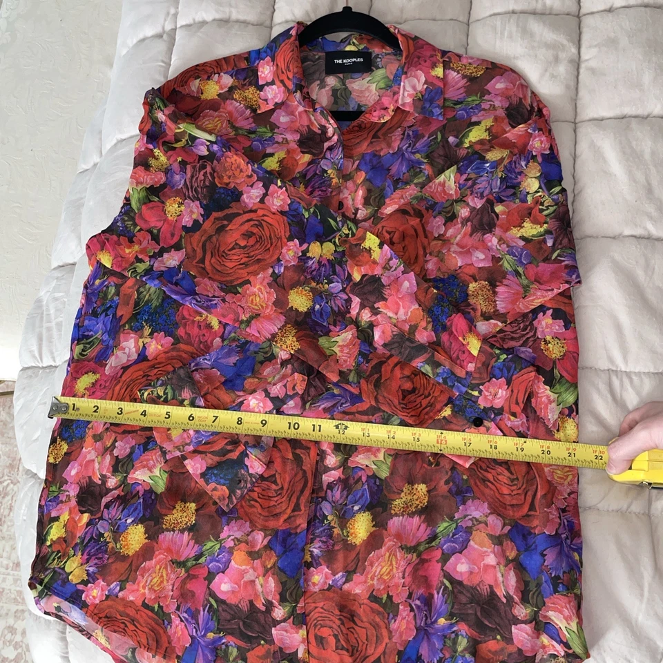 Camisa floral para mujer The Kooples 100 % seda talla 2 rosa y roja  Foto 4 de 4