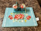 Pioneer Woman Vintage Floral Reversible Table Runner Salt Pepper Shaker Set HTF!