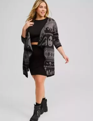 Torrid Disney Nightmare Before Christmas Jack Fair Isle Drape Cardigan NEW - Bild 3 von 18