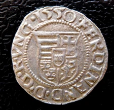 HUNGARY / FERDINAND I.(1526-1564) SILVER DENAR / 1550 K-B High Quality!