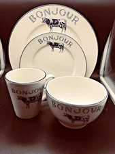 BOUJOUR Blue Cow by Home Essentials  4 Piece Place Setting