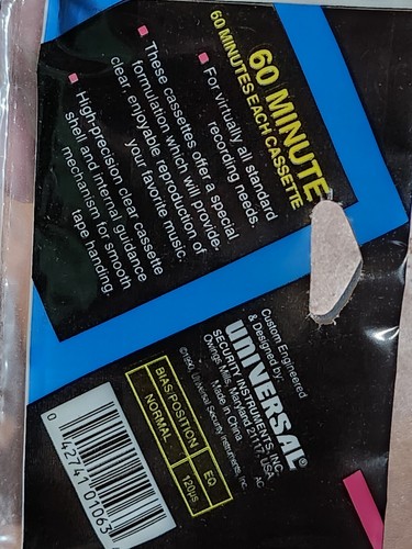 Universal 60 Minute Cassettes 3 Pack Recordable Cassette Tapes NEW Sealed - Picture 3 of 3