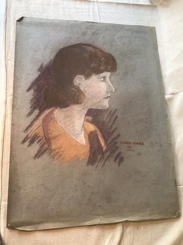 Artwork Portrait Of Girl Side Profile Pastel Drawing 1920s VTG Lloyd Jones Jr - 第 2/9 張圖片