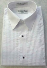 Tuxedo Shirt, White Lay Down Collar 1/4" Pleat Front. White Tux Shirt, NWT