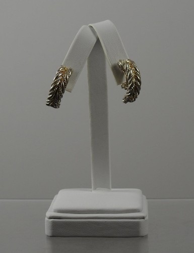 Vintage Semi Hoop Twisted Gold Tone Clip Earrings About 1" P40 - Picture 2 of 11