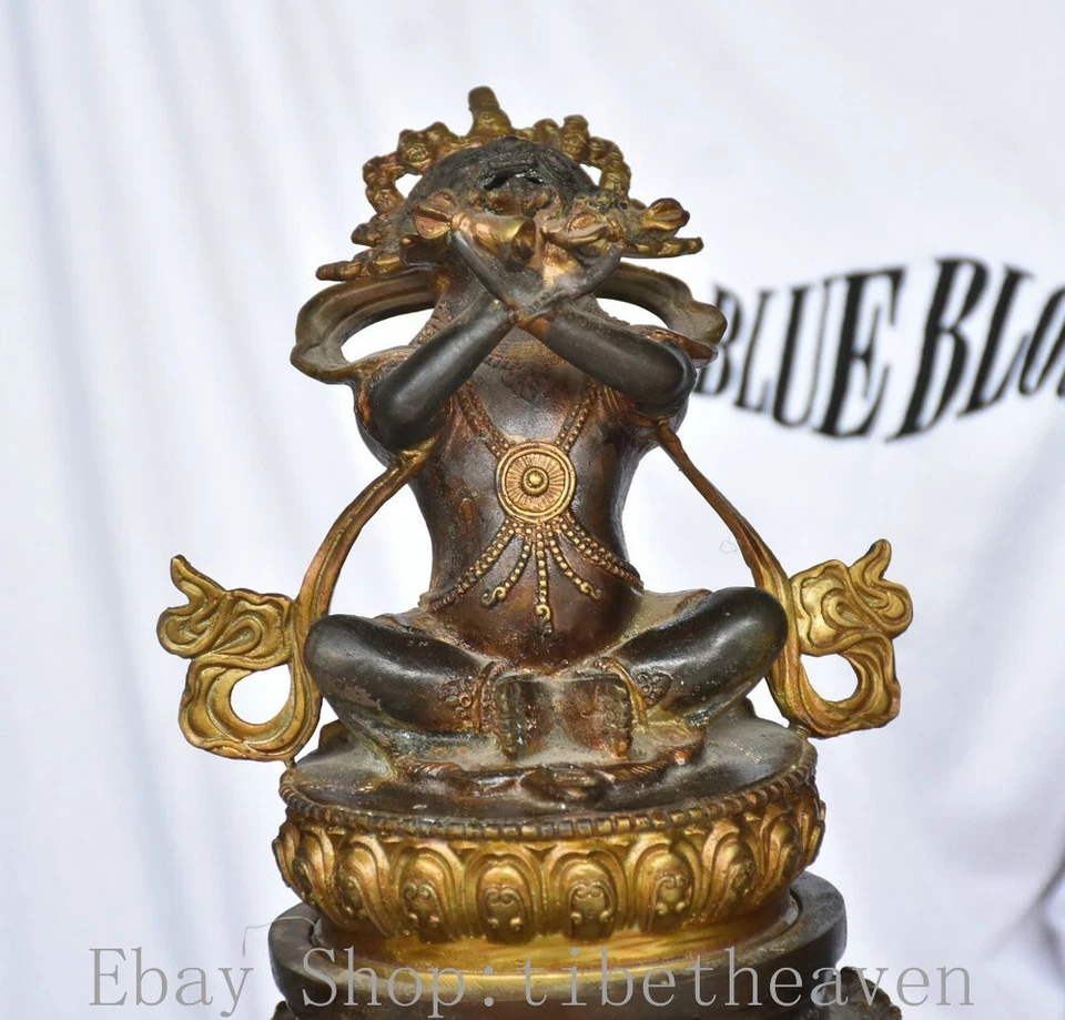 Queimador de incenso tibetano antigo dourado Mahakala Wrathful Deity Beast 12 " - Imagem 2 de 4