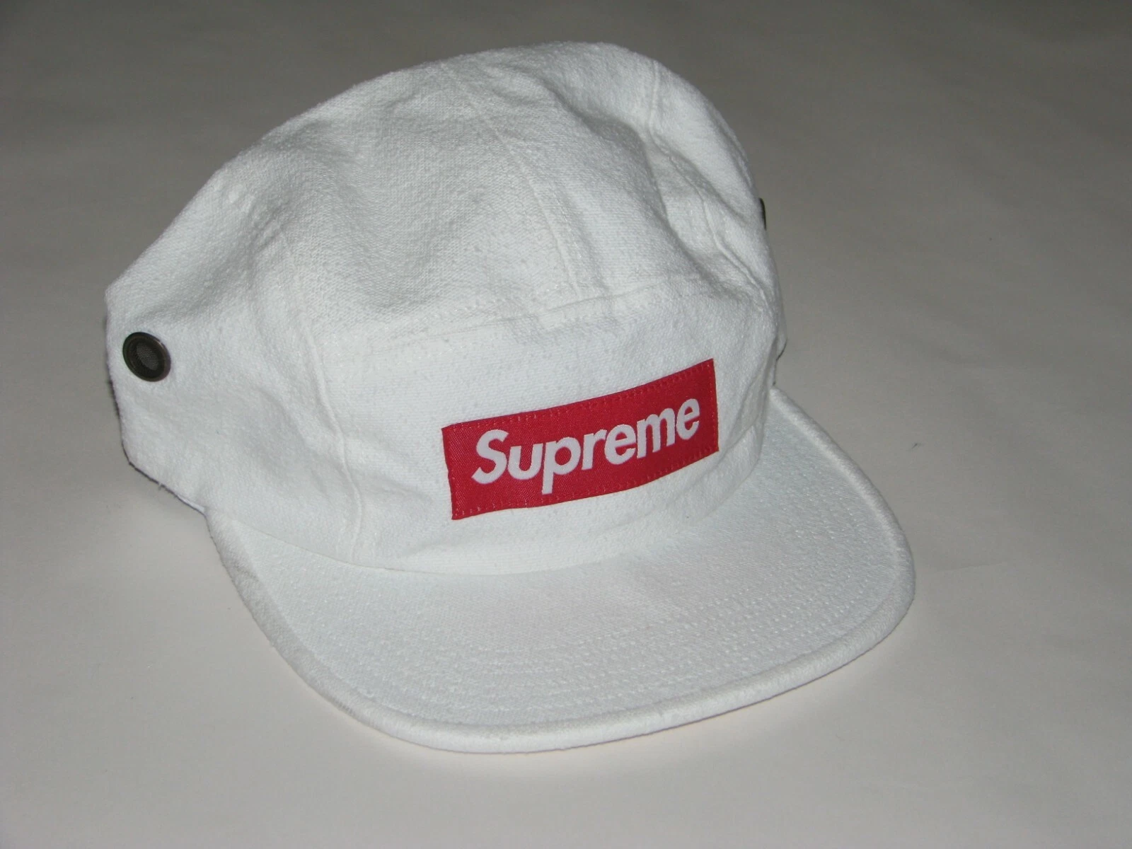 SUPREME casquette de camp en toile sieste chapeau blanc réglable NEUF ! F/W 2018 Fabriqué aux États Unis !
