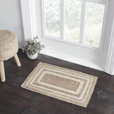 Accent Rug Natural & Creme Jute Farmhouse 20x30 Rect No Slip Floor VHC Brands