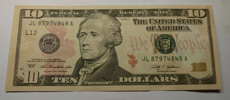 FR-2041-L $10.00 Federal Reserve Note Series 2009 With a Unique Serial Number - Image 3 of 4
