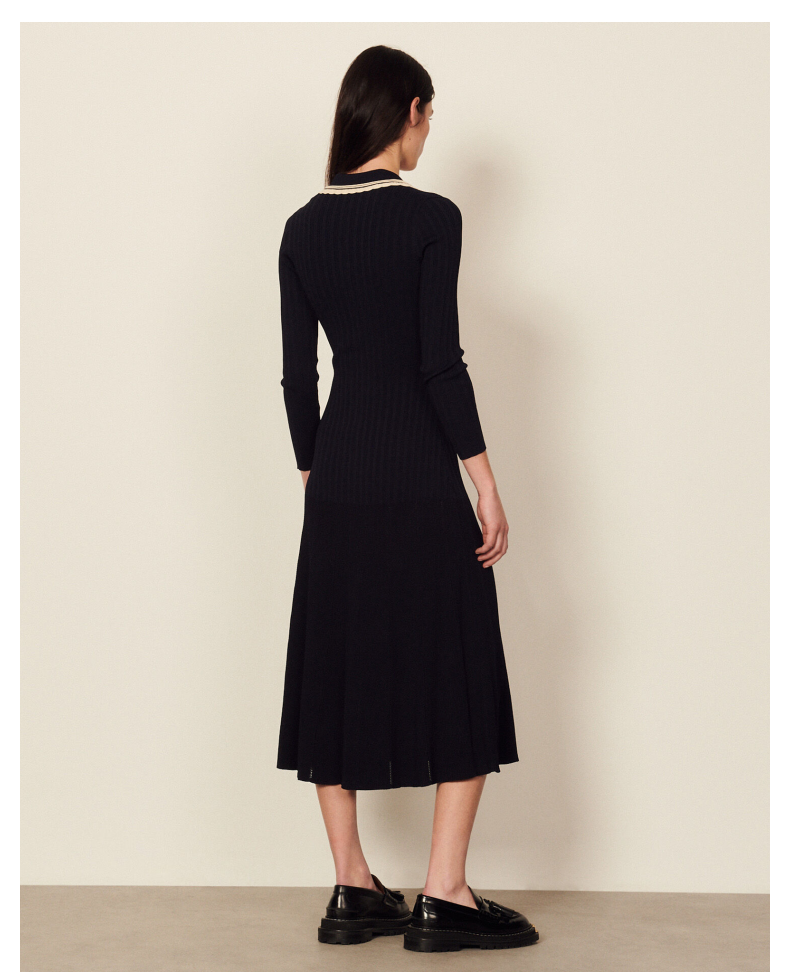 Sandro Long knitted tank dress A-line skirt | eBay
