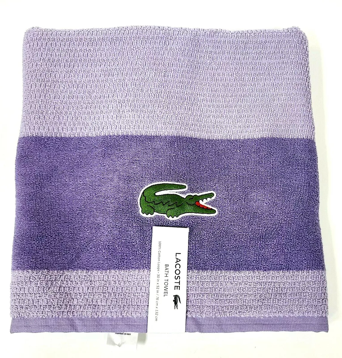 NEW LACOSTE PURPLE, LAVENDER COTTON LOOPS TEXTURE COURT BATH TOWEL -30X 52