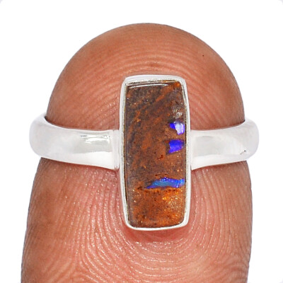Natural Boulder Opal - Australia 925 Sterling Silver Ring Jewelry s.6 CR50740