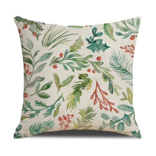 Christmas Joy Green Leaves Throw Pillow Covers Winter Holiday Holly Cushion Case - Picture 32 of 71
