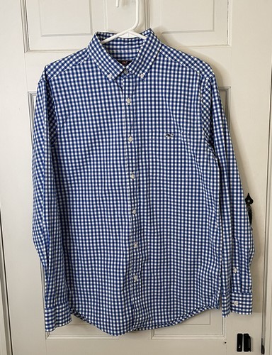 Vineyard Vines Classic Fit Tucker Shirt Button Up Men’s Blue Checkered Sz Medium