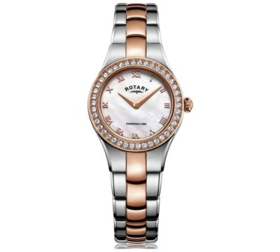 Rotary LB03501/07 Ladies Rose Gold Silver Two Tone Stainless Bracelet Watch
