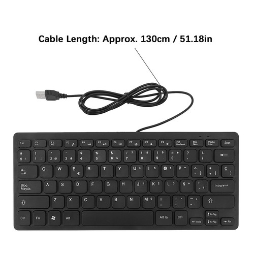 78 Keys Language Ultra Thin Keyboard Splash Proof USB Wired Compact Keyboar - Picture 11 of 32