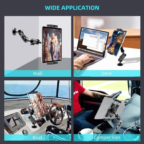 Aluminum Heavy Duty Drill Base Tablet Holder Car Mount Dashboard, 360° Adjustabl - Picture 5 of 11