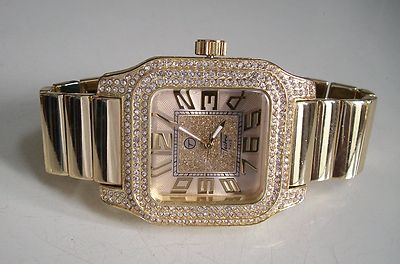 Men's stones gold finish TECHNO PAVE fashion dressy hip hop watch