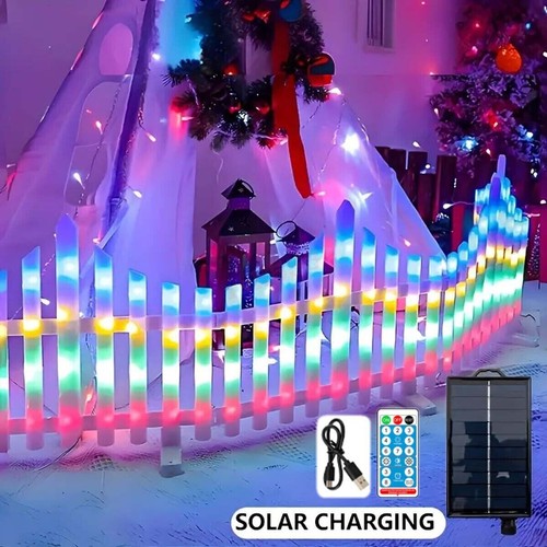 2025 ALL-NEW Solar Powered Garden Fence Lights Outdoor Picket Border Xmas Lamp - Picture 3 of 29
