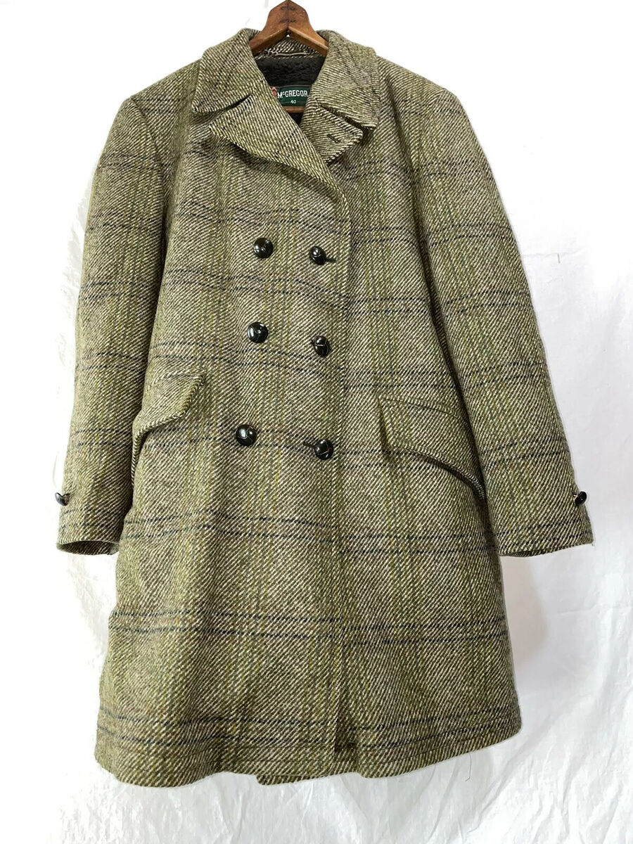 Vintage Men's McGregor Over Coat Large Green Plaid Wool Vintage Men's McGregor Over Coat Large Green Plaid Wool
