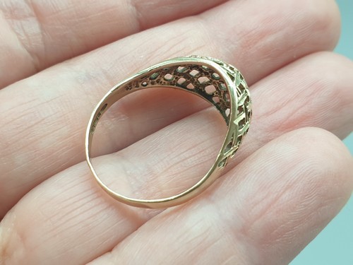 Vintage 9ct Yellow Gold Dome Ring 9K Sparkly Diamond Cut UK P Hallmark 1991 2.2g - 第 9/9 張圖片