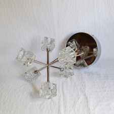 Ikea Isasa Ceiling Light, Clear Ice Cube Chrome Lamp, 6 Arm Ceiling Light