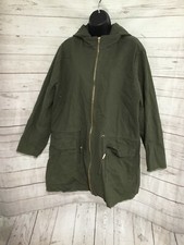Justfab Women’s Jacket Zipper Front Hooded Khaki 100% Cotton