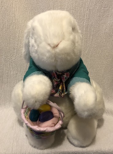 13" Plush Peter Cottontail Bunny Rabbit 1995 Dayton Hudson Holding Easter Basket - Picture 2 of 4