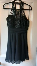 Night Studio New York Black Evening Sequin Lined Evening party Dress Black S/10