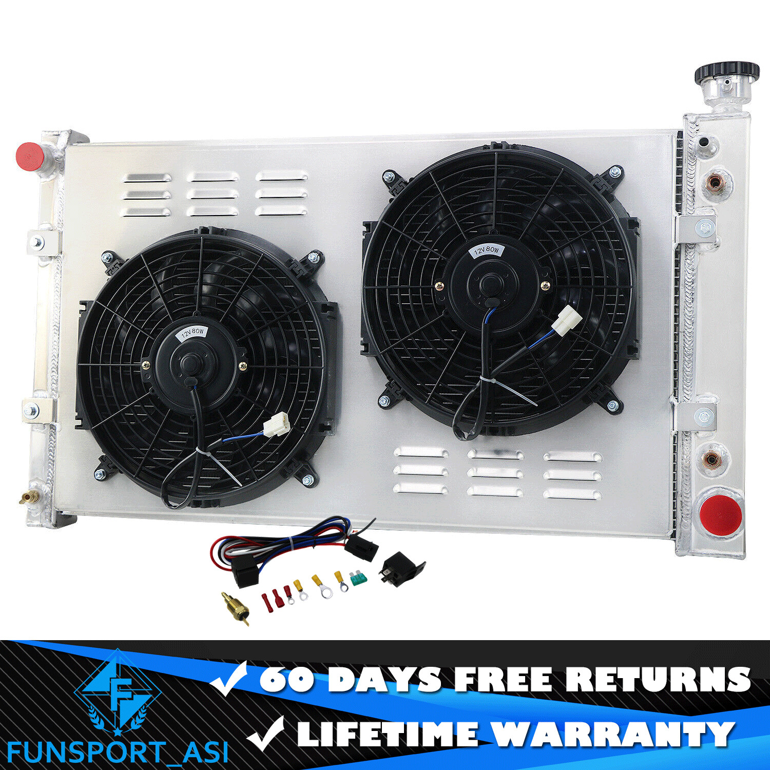 3 Row Aluminum Radiator Shroud Fan For 88-95 Chevy C1500 C2500 C3500 K2500 K1500