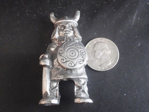Vintage schwedischer handgegossener Zinn Wikinger Krieger gemarkt 2,5 Zoll - Bild 5 von 5