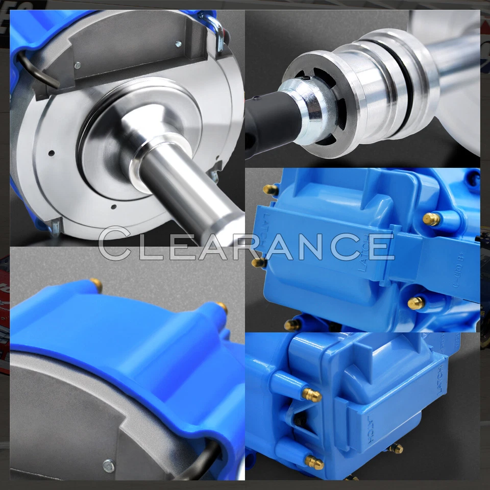 351W Distributor For Ford Windsor 65K Coil 7500RPM Blue Cap HEI Replacement Foto 3 de 4