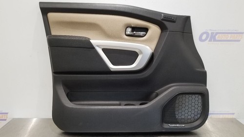 17 NISSAN TITAN XD SL DOOR PANEL FRONT LEFT DRIVER TAN LEATHER CREW CAB - Picture 2 of 12