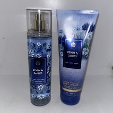 Bath  Body Works DENIM  DAISIES Fragrance Mist  Body Cream Lot Of 2