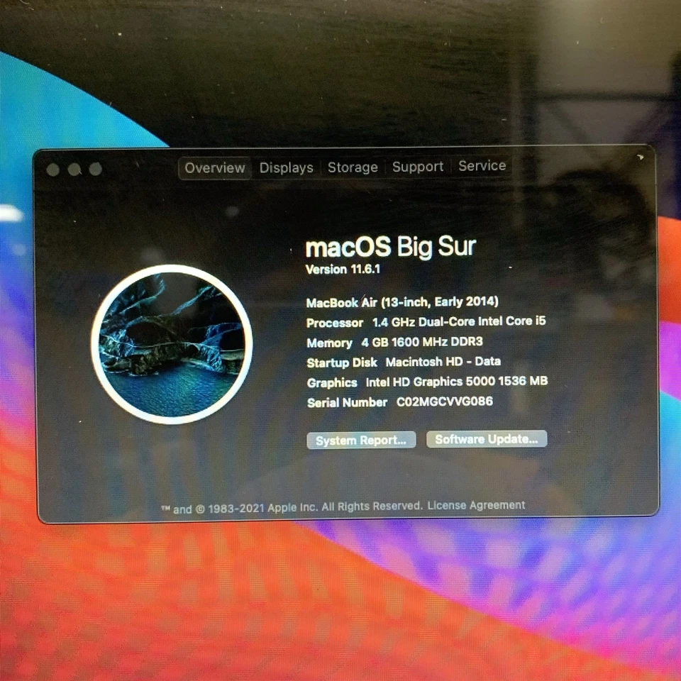 Apple Macbook Air 6,2 A1466 13.3" Intel i5-4260U 1.4GHz 16GB 250GB SSD Big Sur - Image 2 of 4