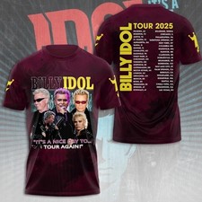 Billy Idol It's A Nice Day To Tour Again 2025.3D All Over Printed T-Shirt 20D14