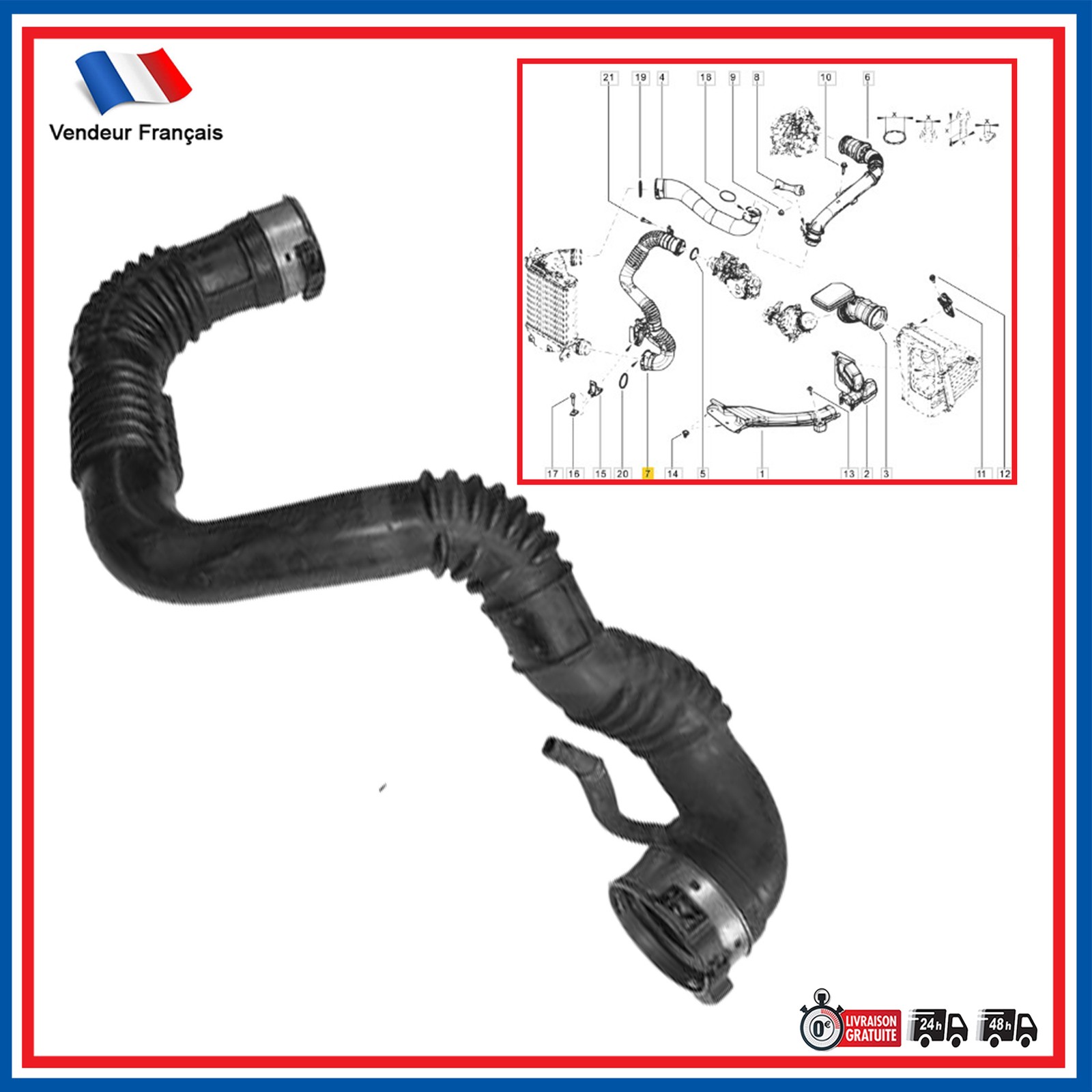 Perte de puissance Kadjar ? Durite d'échangeur turbo 14460HX40B pour moteur 1.6 dCi