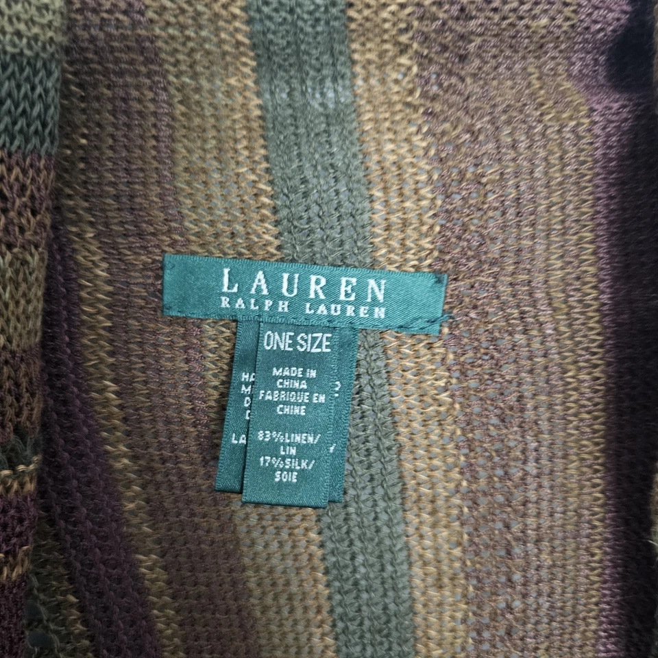 Cárdigan suéter Lauren Ralph Lauren para mujer talla única tejido a rayas lino seda Foto 4 de 4