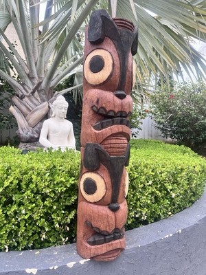 New 3  Double Dog Coconut Palm Tiki bar Decor Oceanic