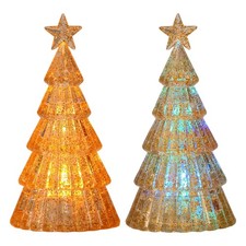 1x Plastic Christmas Tree with LED Light, Light up Tabletop Christmas Tree Decor