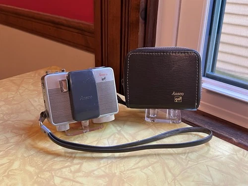 Ansco Memo II Automatic 35mm Film Half Frame Camera with Lens Cap + Strap & Case