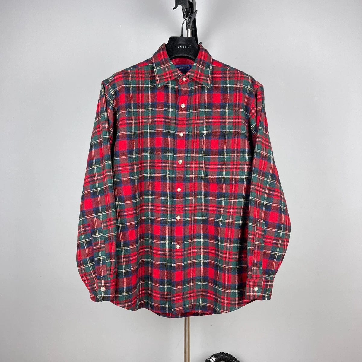 Chemise Pendleton En Laine à Carreaux - Homme Taille L, Manches Longues, état Très Bon