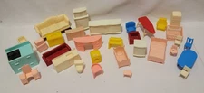 Mixed Plastic Dollhouse Furniture Lot Bedroom Kitchen Living Room Miniatures