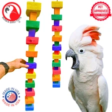 Bonka Bird Toys 1183 Extra Long Big Bites Rainbow Wood Tower Parrot Cage Toy Pet
