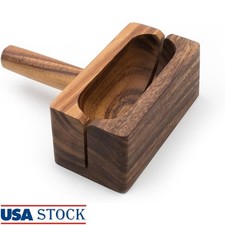 Acacia Wood Bagel Slicer W/ Handle Knife Slots Eco-Friendly Bread Cutter New