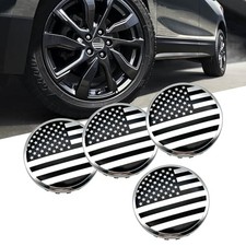 USA Flag Wheel Center Cap Covers, 3.27 inches / 83MM Rim Hub Caps, 4 PCS Black