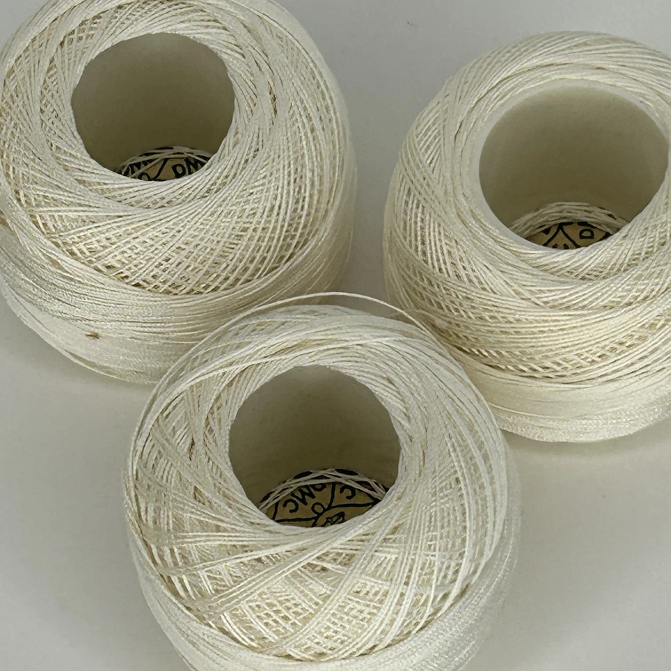 Vintage DMC Cordonnet Special Crochet Thread White #30 20g Lot of 3 - Image 2 of 3
