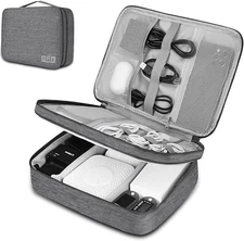 Lanola Travel Cable Organizer Bag, Electronic Accessories Case Portable Double L